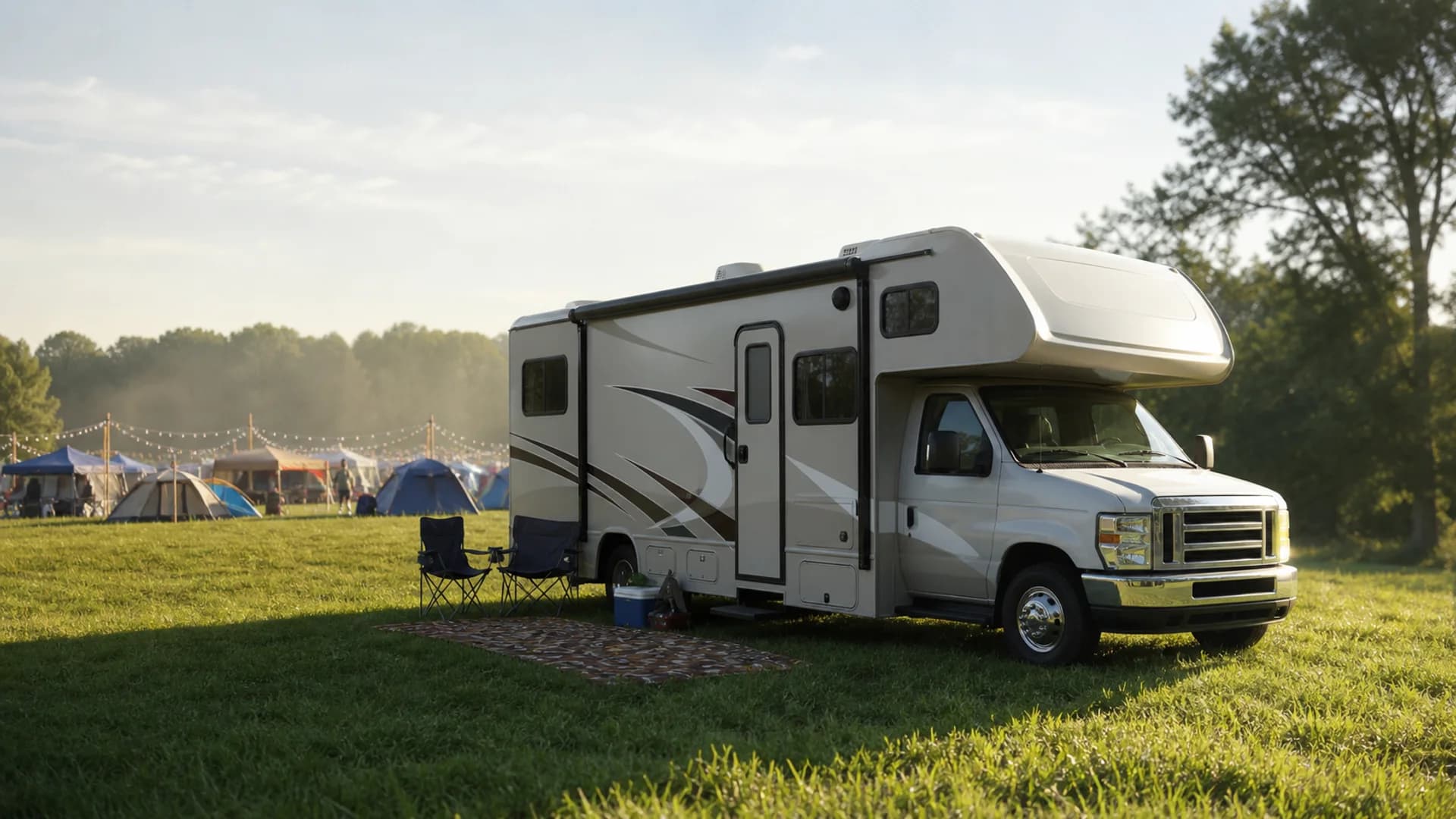 RV lineup for a summer festival trip
